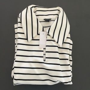 Ann Taylor Black and White Striped Top